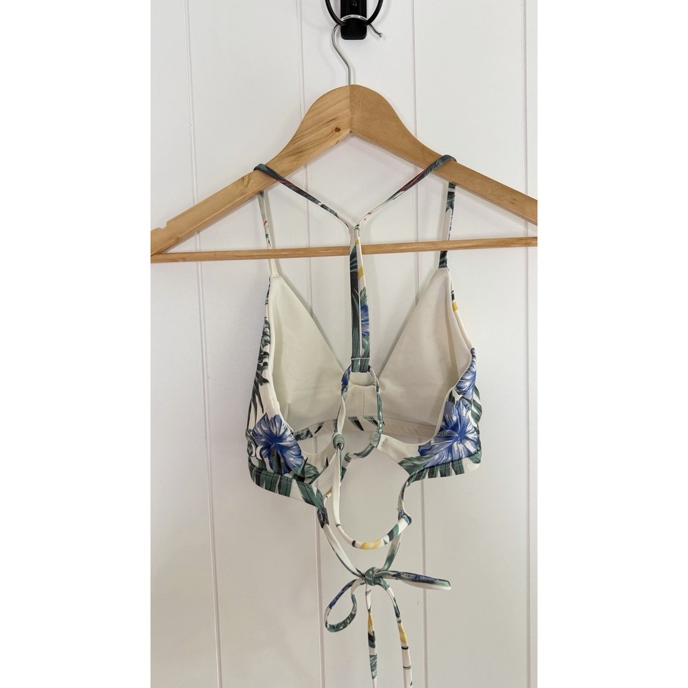 Hurley Tropical Floral Racerback Tie Back Bikini Top Size Large - Picture 3 of 11